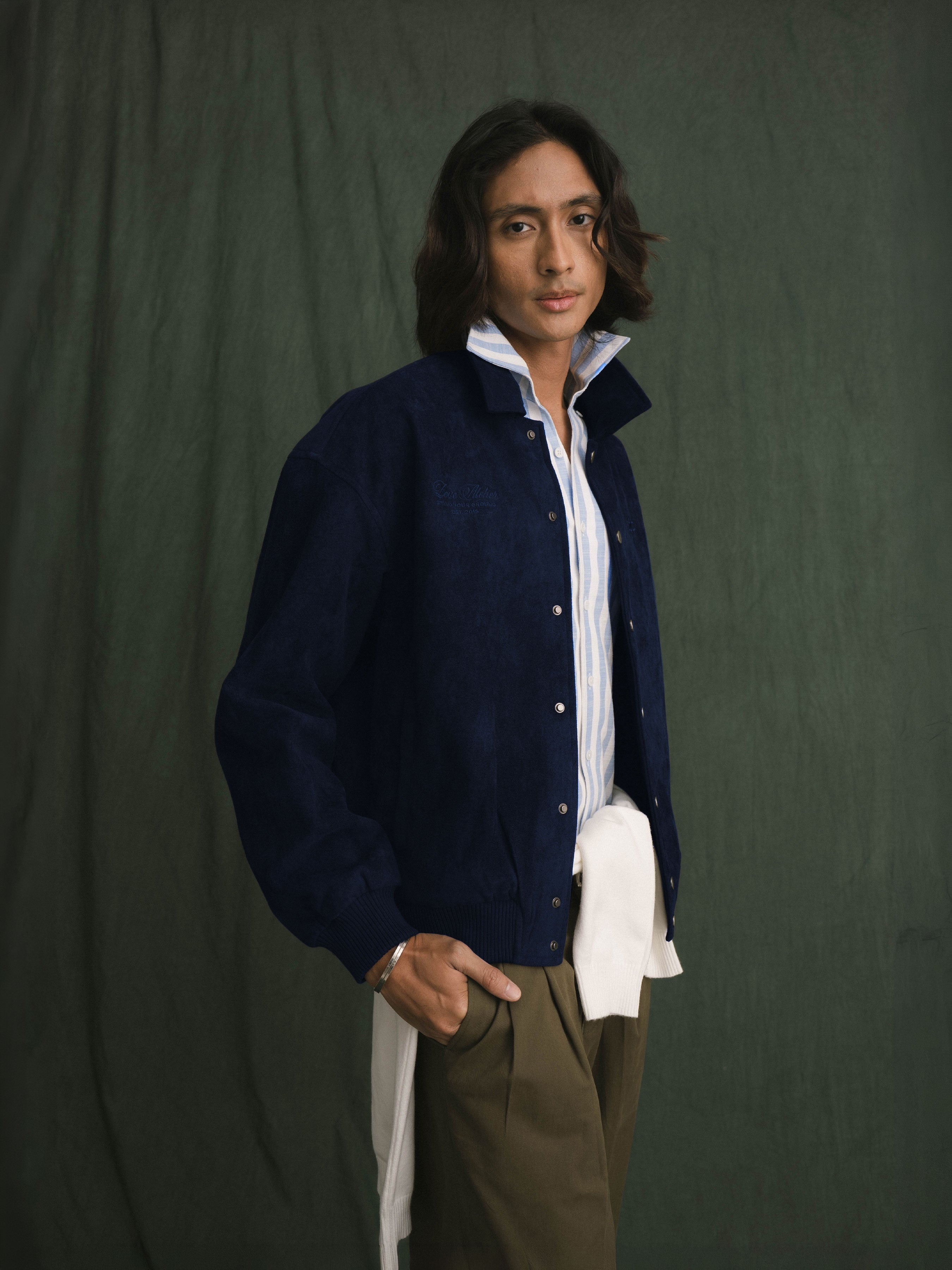 Harvard Suede Jacket - Navy