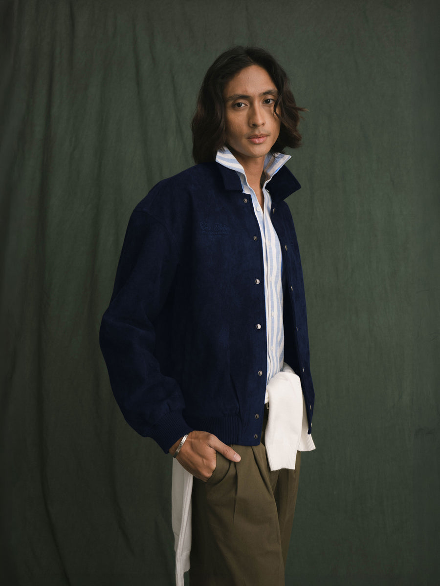Harvard Suede Jacket - Navy