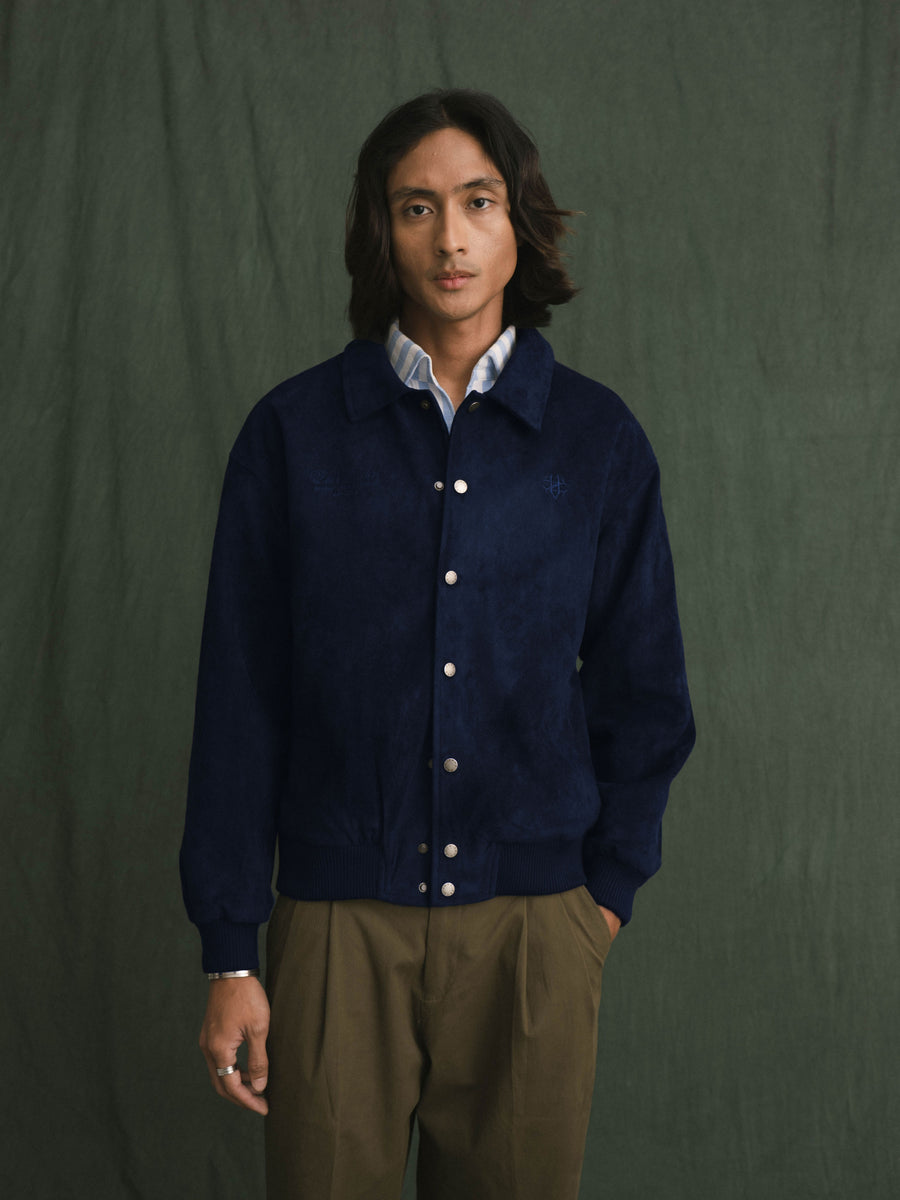Harvard Suede Jacket - Navy