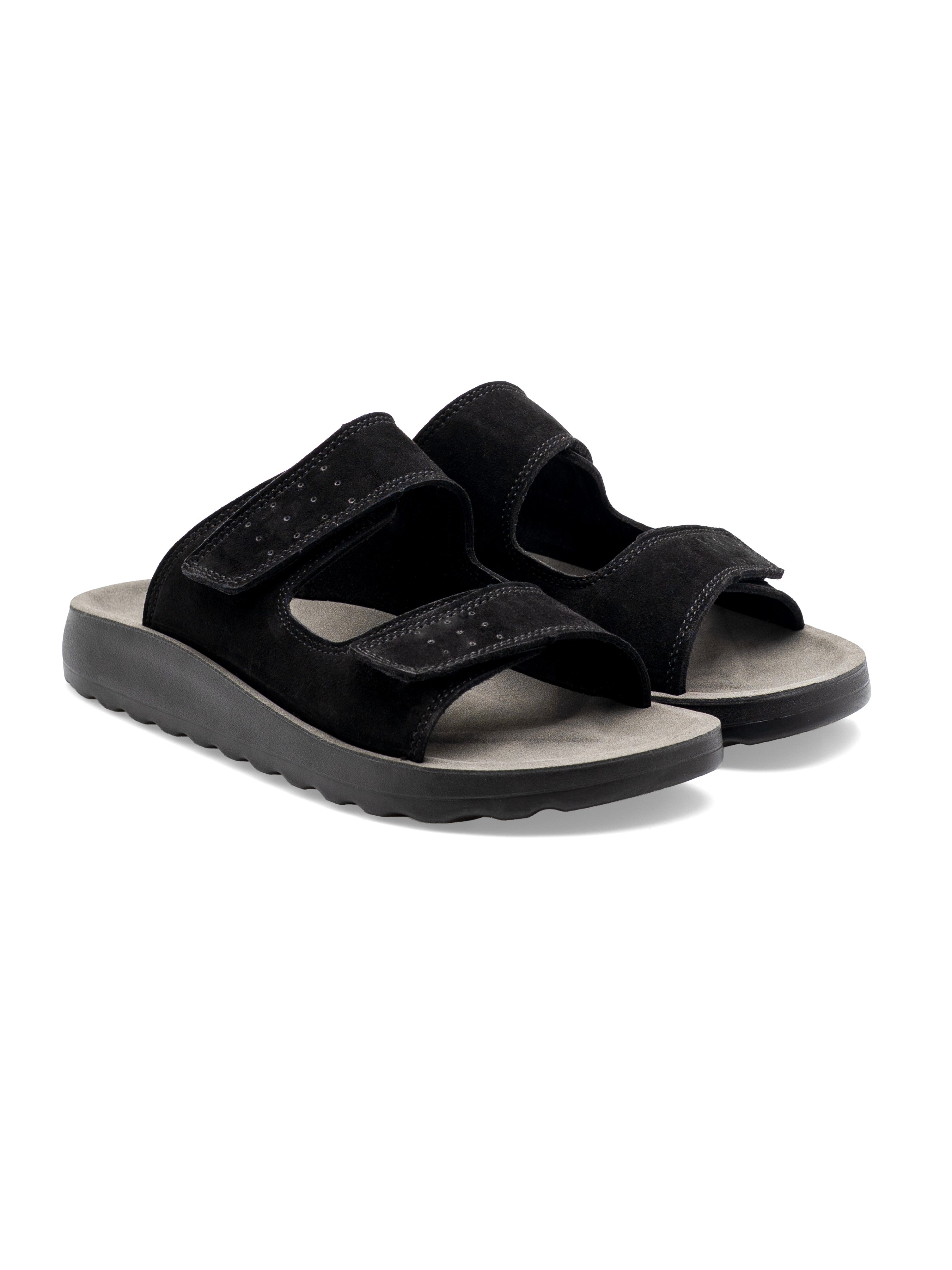 Hayes Sandal - Black Suede Leather