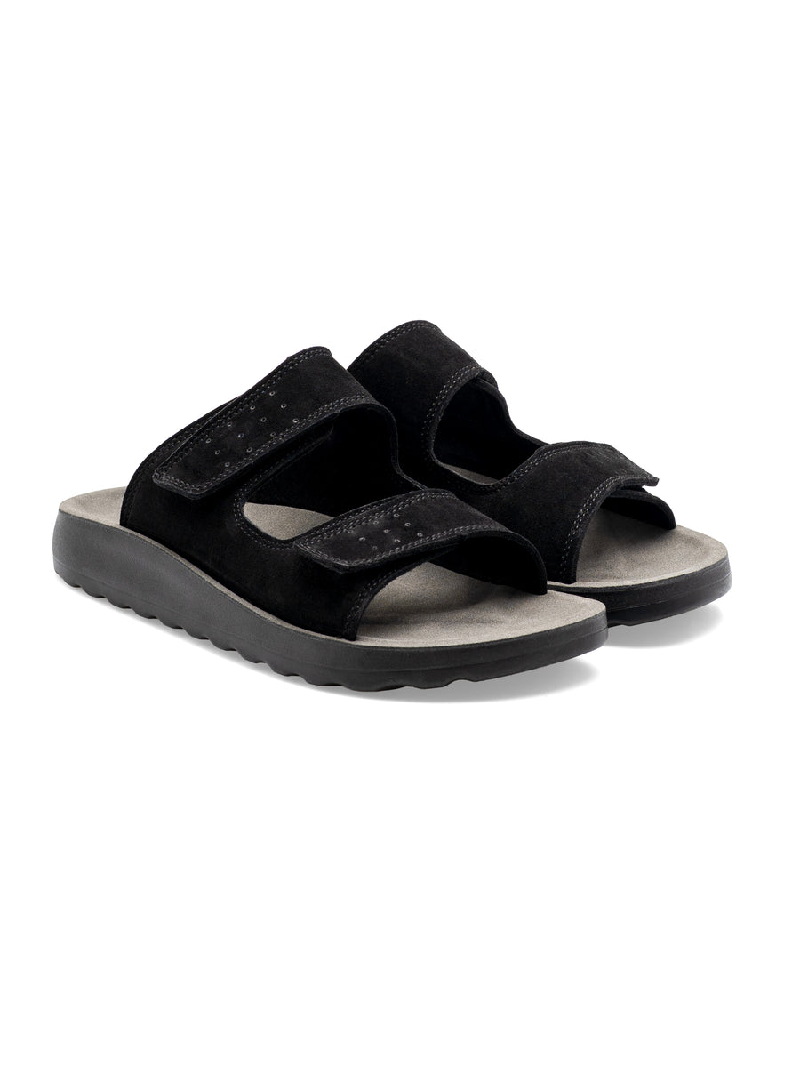 Hayes Sandal - Black Suede Leather