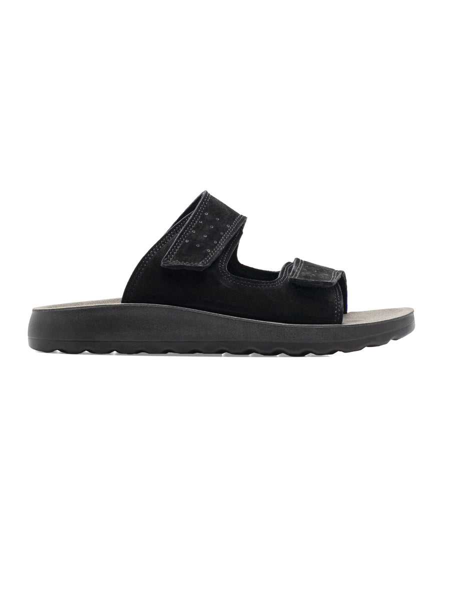 Hayes Sandal - Black Suede Leather