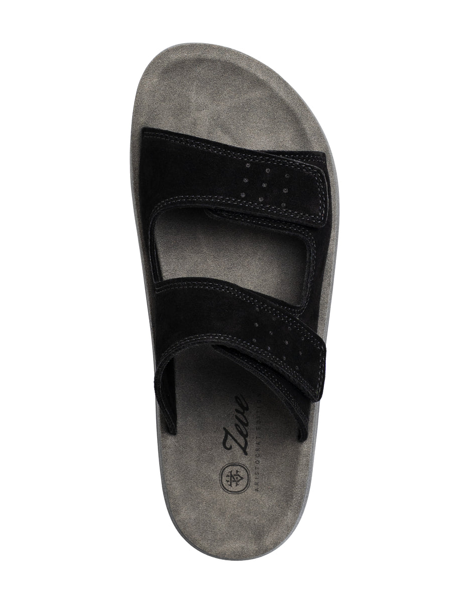 Hayes Sandal - Black Suede Leather