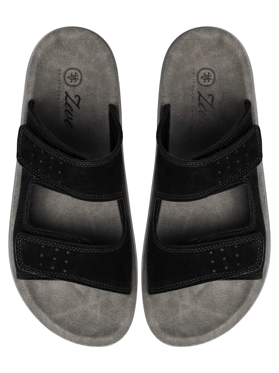 Hayes Sandal - Black Suede Leather