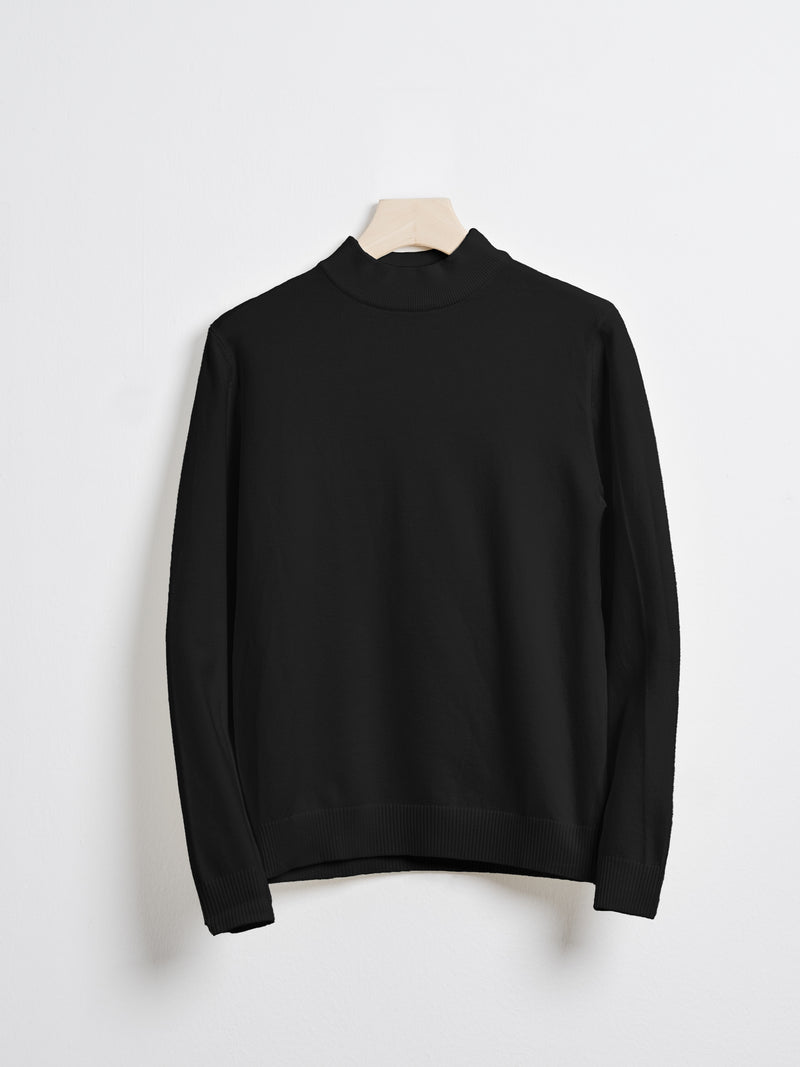 HighNeckSweaterBlack-Hanger - Zeve
