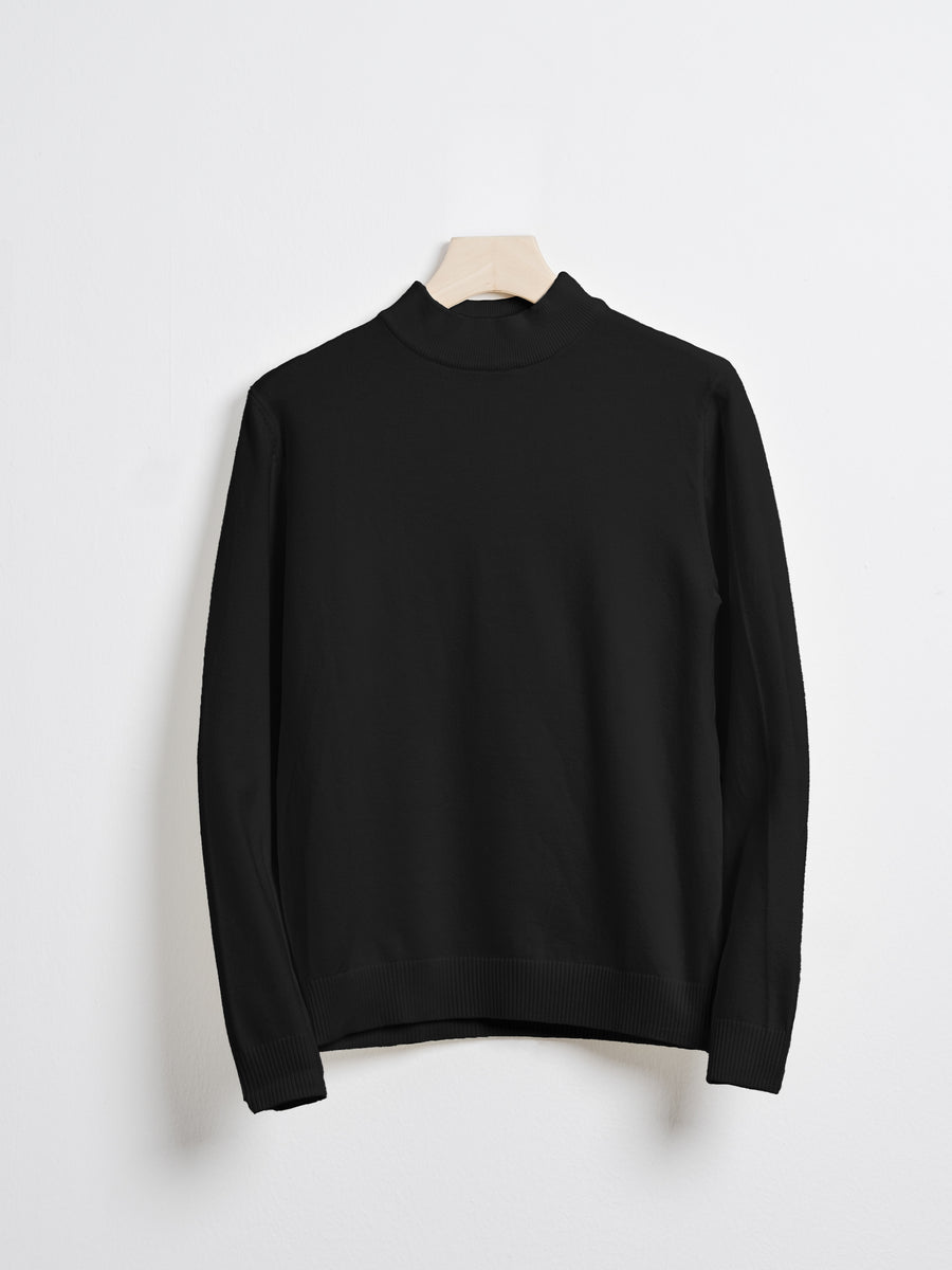 HighNeckSweaterBlack-Hanger - Zeve