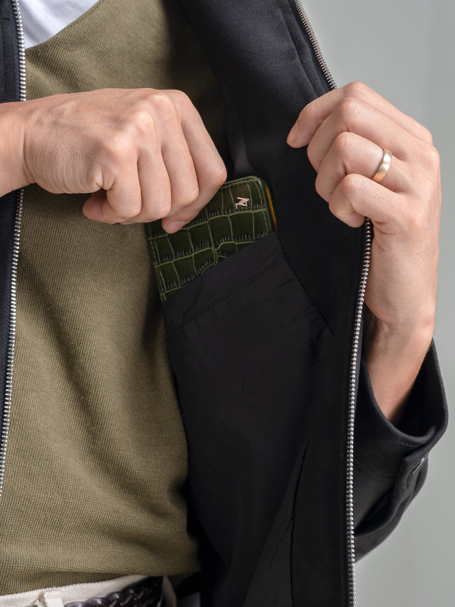 InPocket-Black-Suede-Jacket-Zipper - Zeve