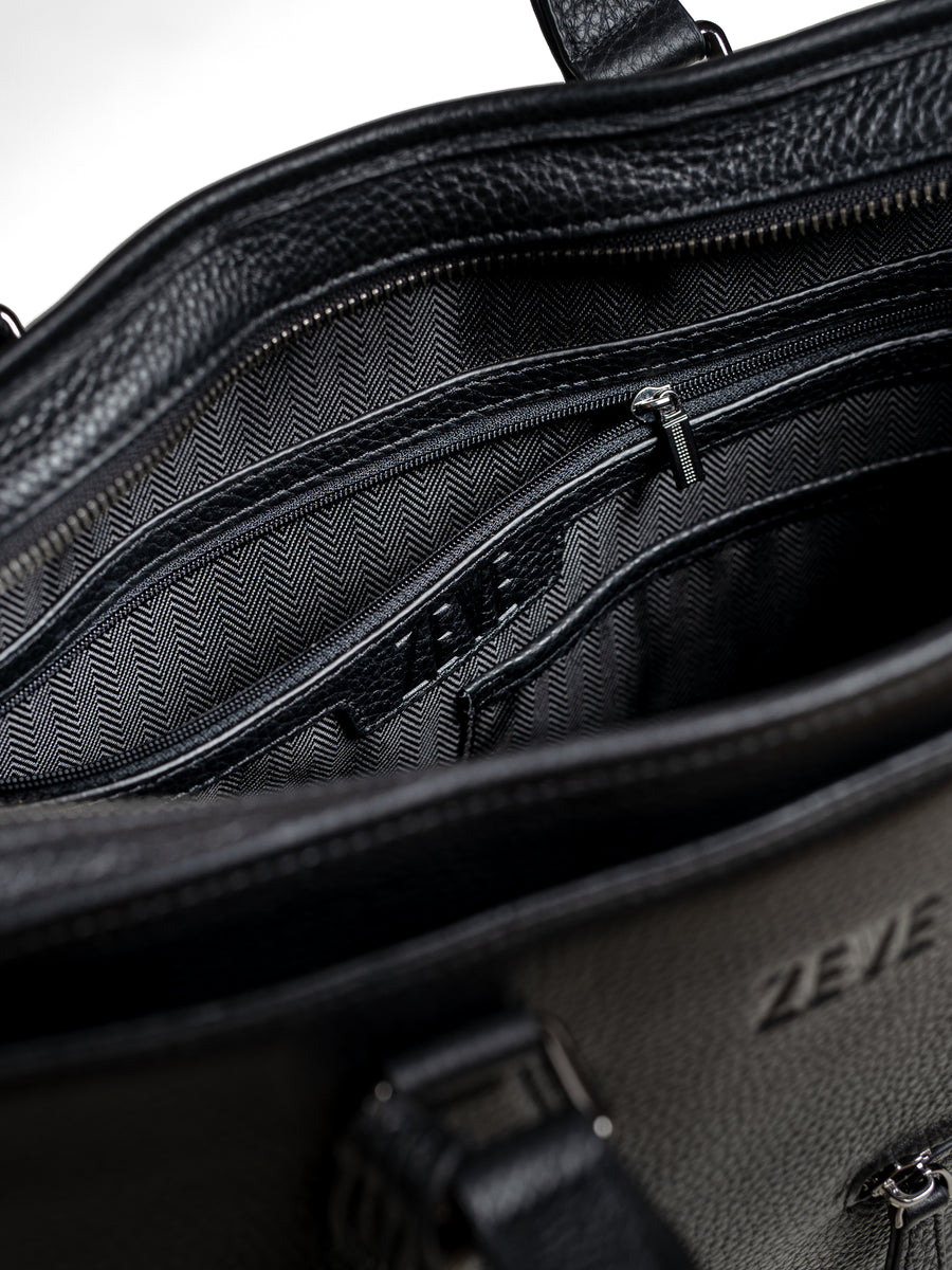 Inside2BellunoBriefcaseBlackPebbleLeather - Zeve