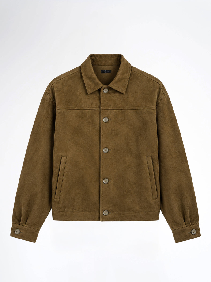 Jacob Suede Jacket - Olive Green