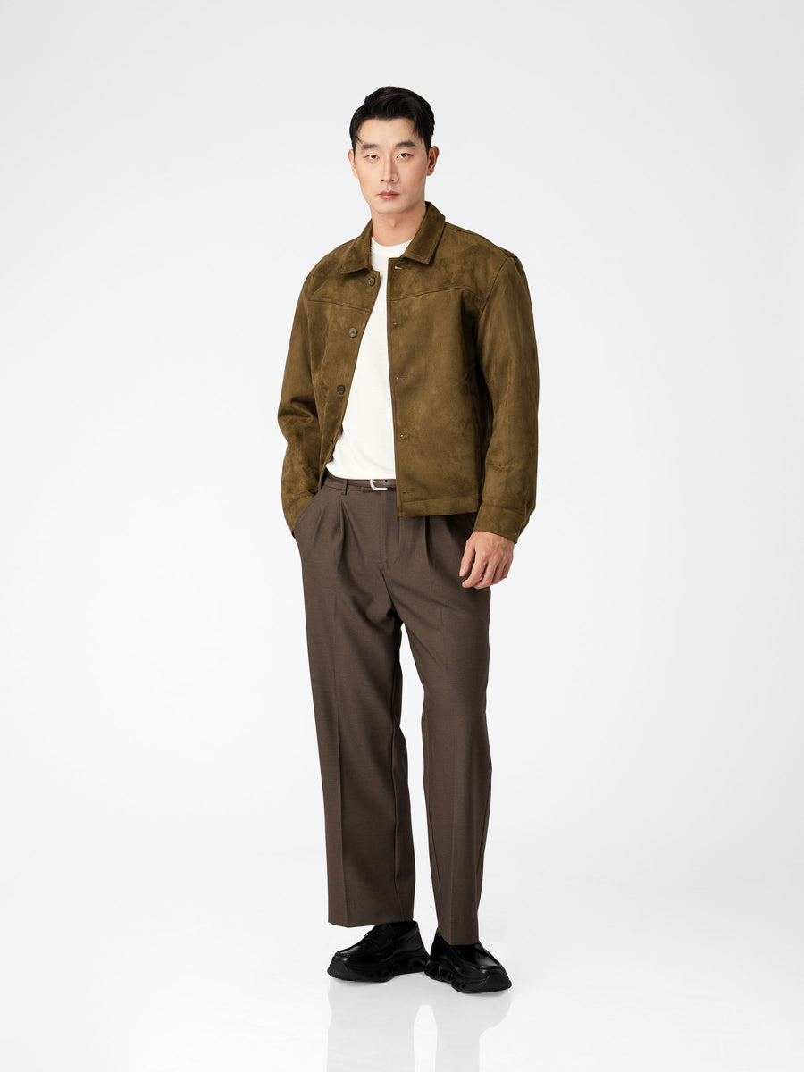 Jacob Suede Jacket - Olive Green