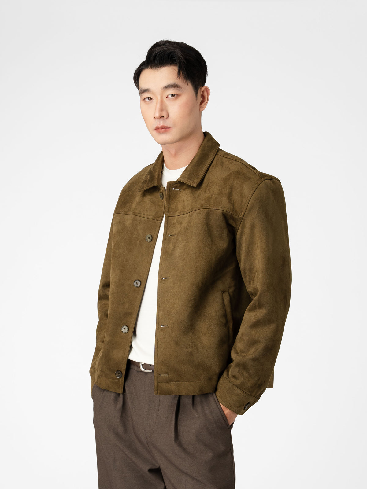 Jacob Suede Jacket - Olive Green