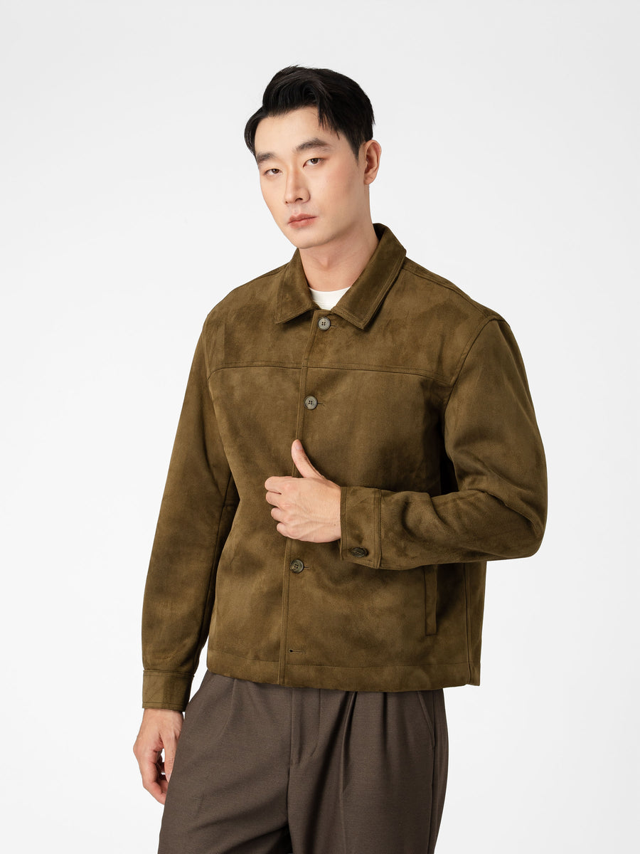 Jacob Suede Jacket - Olive Green