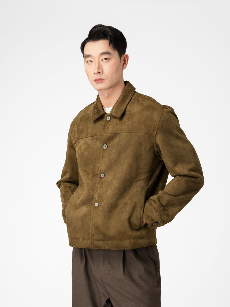Jacob Suede Jacket - Olive Green