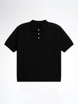 Kael Knit Polo Tee - Black