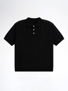 Kael Knit Polo Tee - Black