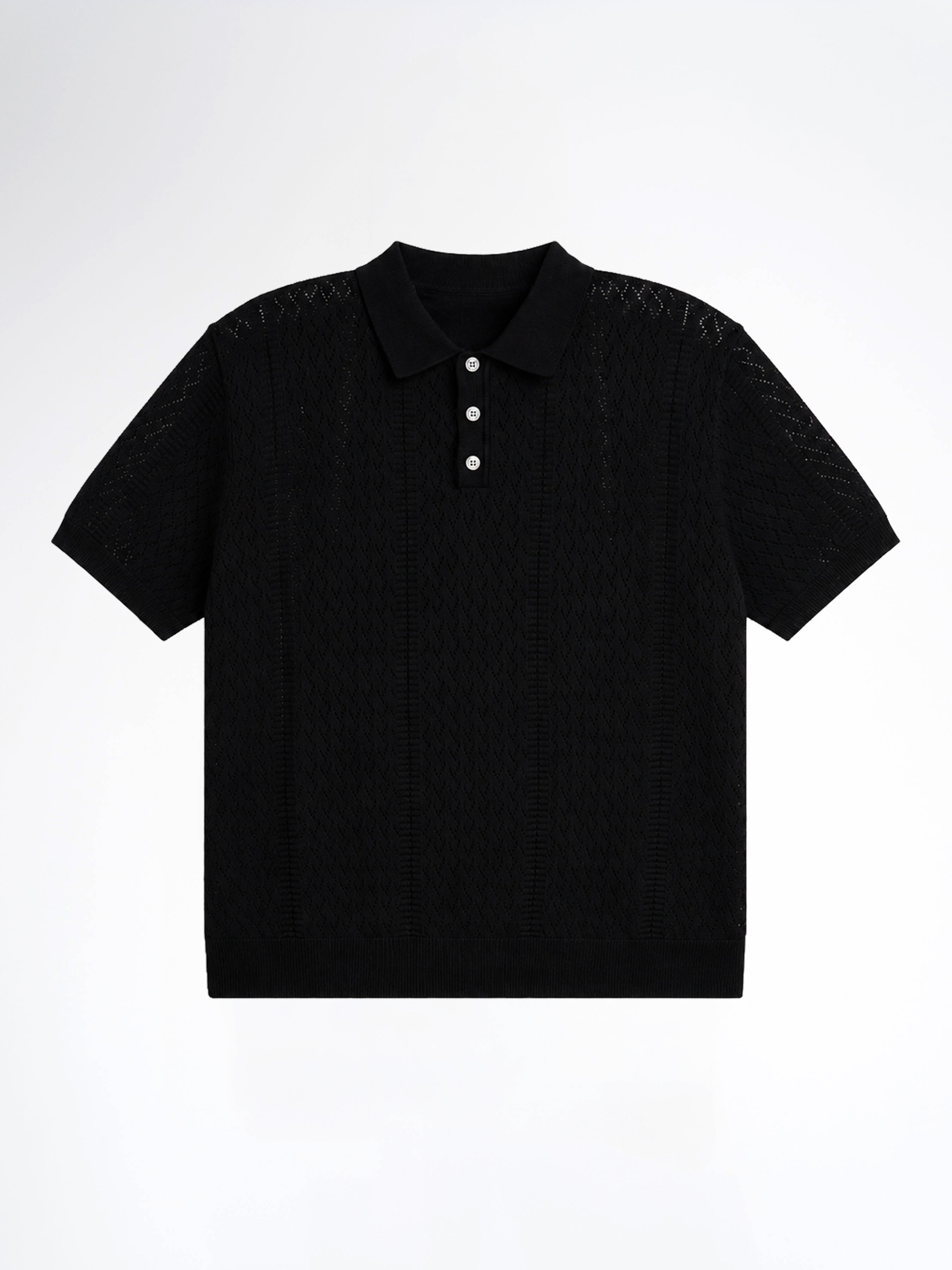 Kael Knit Polo Tee - Black