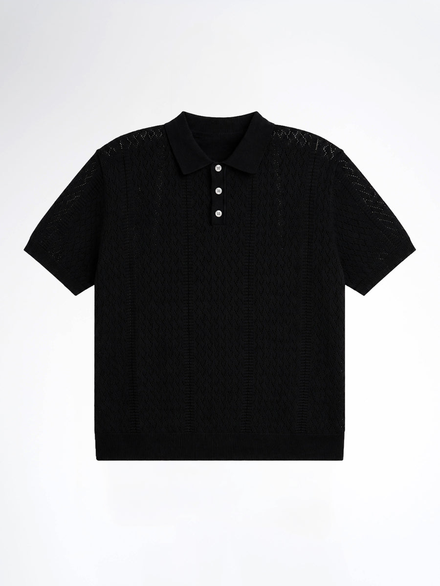 Kael Knit Polo Tee - Black