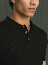 Kael Knit Polo Tee - Black