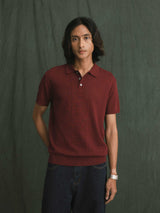 Kael Knit Polo Tee - Dark Red