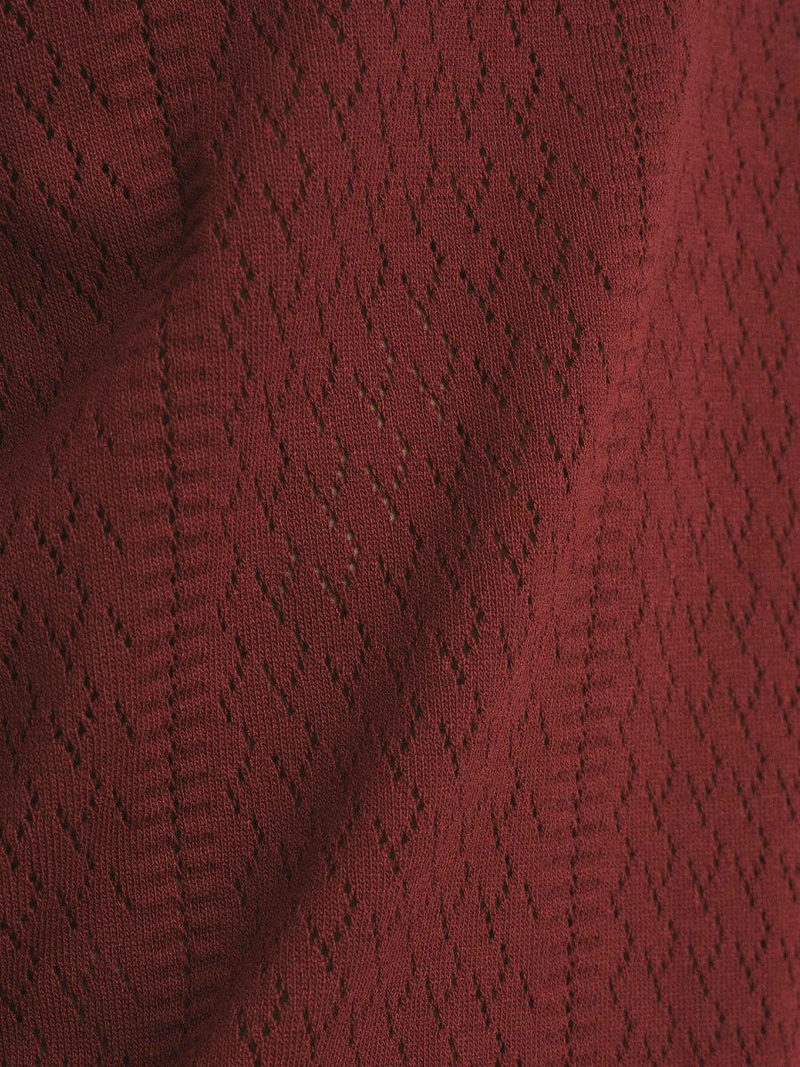 Kael Knit Polo Tee - Dark Red