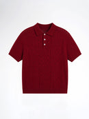Kael Knit Polo Tee - Dark Red