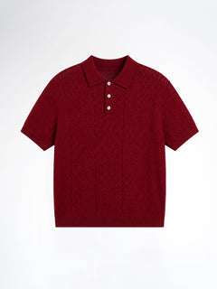 Kael Knit Polo Tee - Dark Red