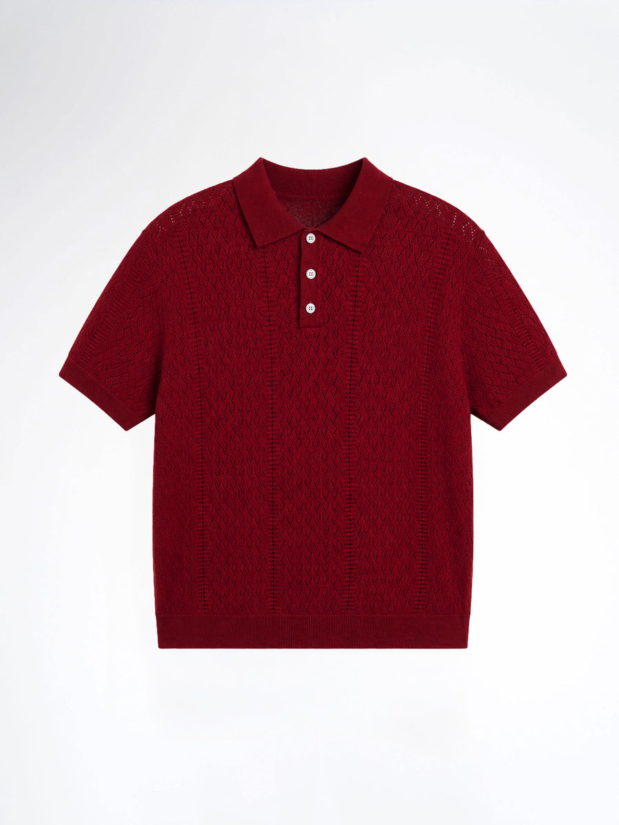 Kael Knit Polo Tee - Dark Red