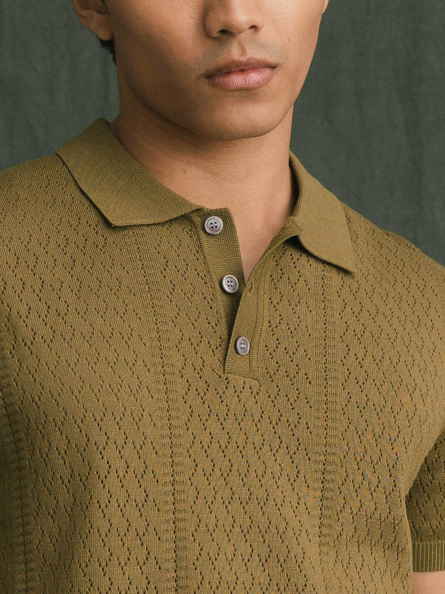 Kael Knit Polo Tee - Green