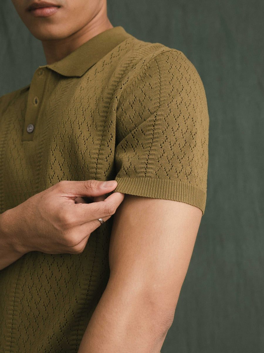 Kael Knit Polo Tee - Green