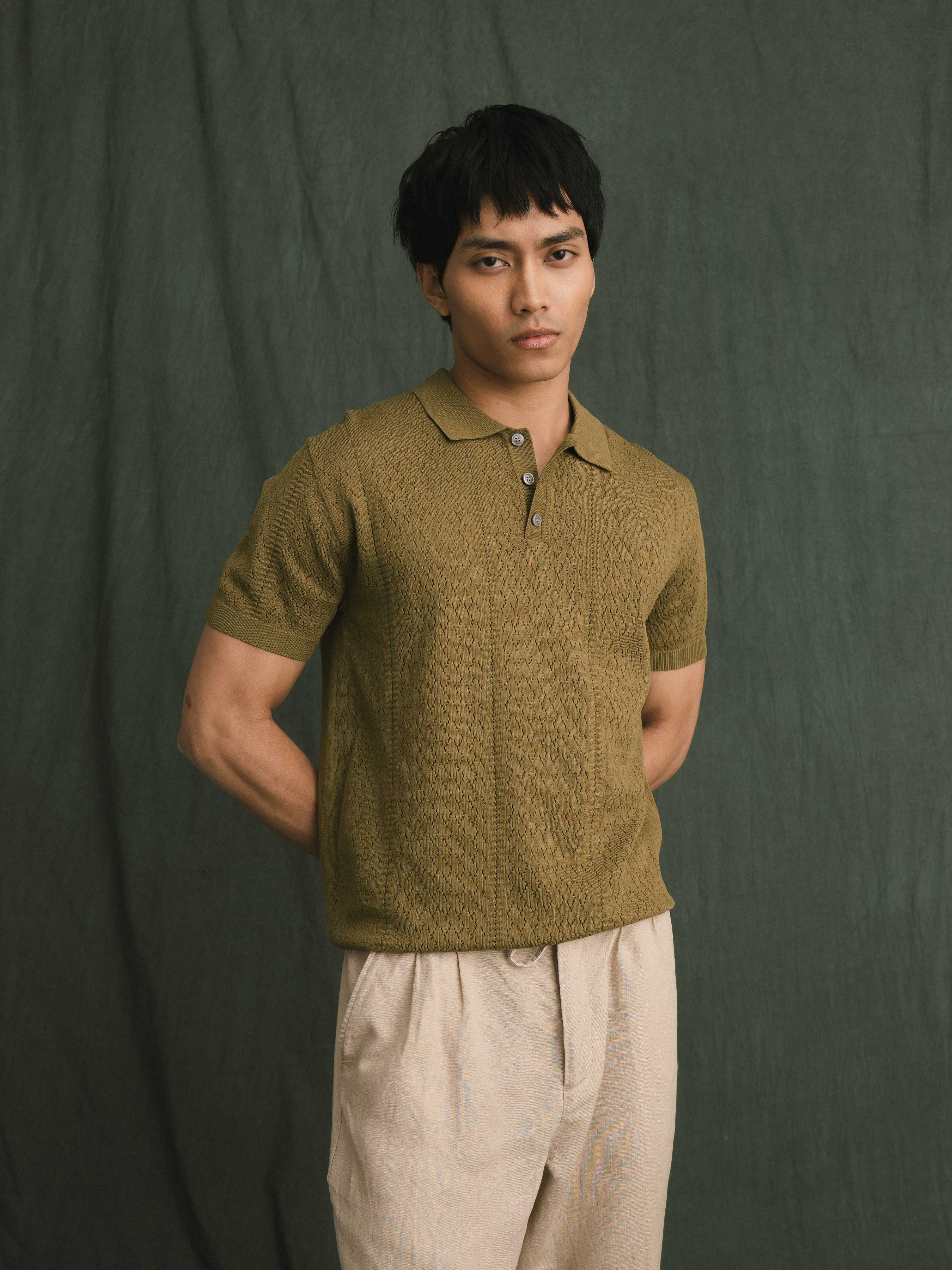 Kael Knit Polo Tee - Green