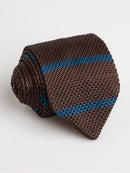 Knit-Tie-Coffee-with-Turqoise-Stripes - Zeve
