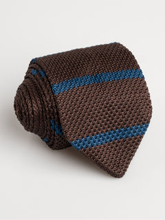 Knit-Tie-Coffee-with-Turqoise-Stripes - Zeve