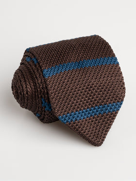Knit-Tie-Coffee-with-Turqoise-Stripes - Zeve