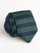 Knit-Tie-Navy-Blue-with-Green-Stripes - Zeve