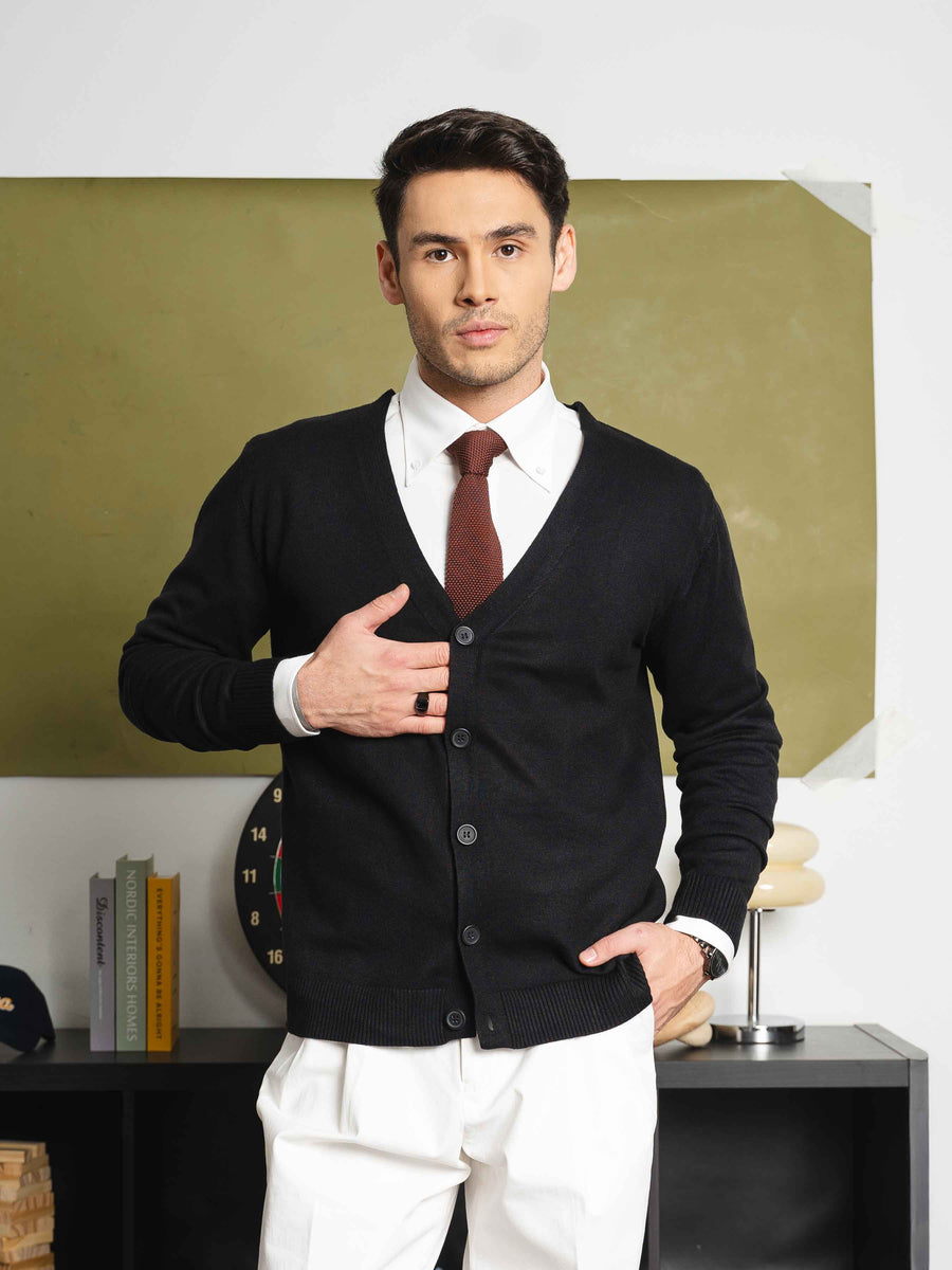KnitCardiganBlackButton-Up5 - Zeve