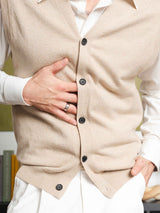 KnitVestBeigeButton-Up9 - Zeve