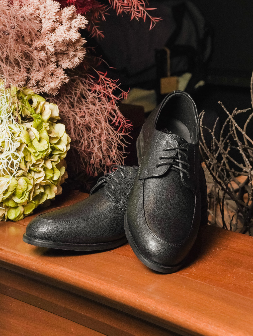 Velton Derby  - Solid Black Leather