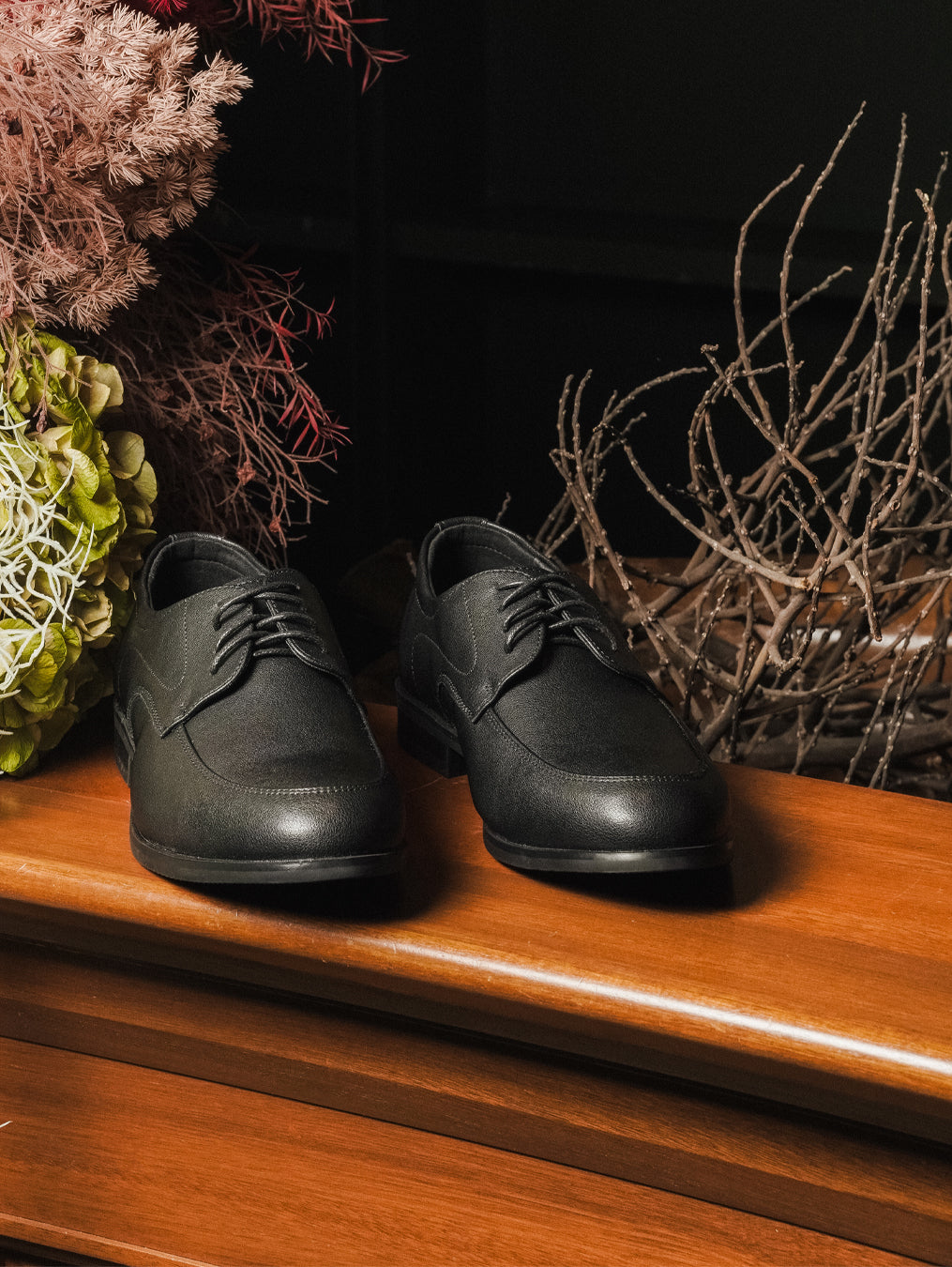 Velton Derby  - Solid Black Leather