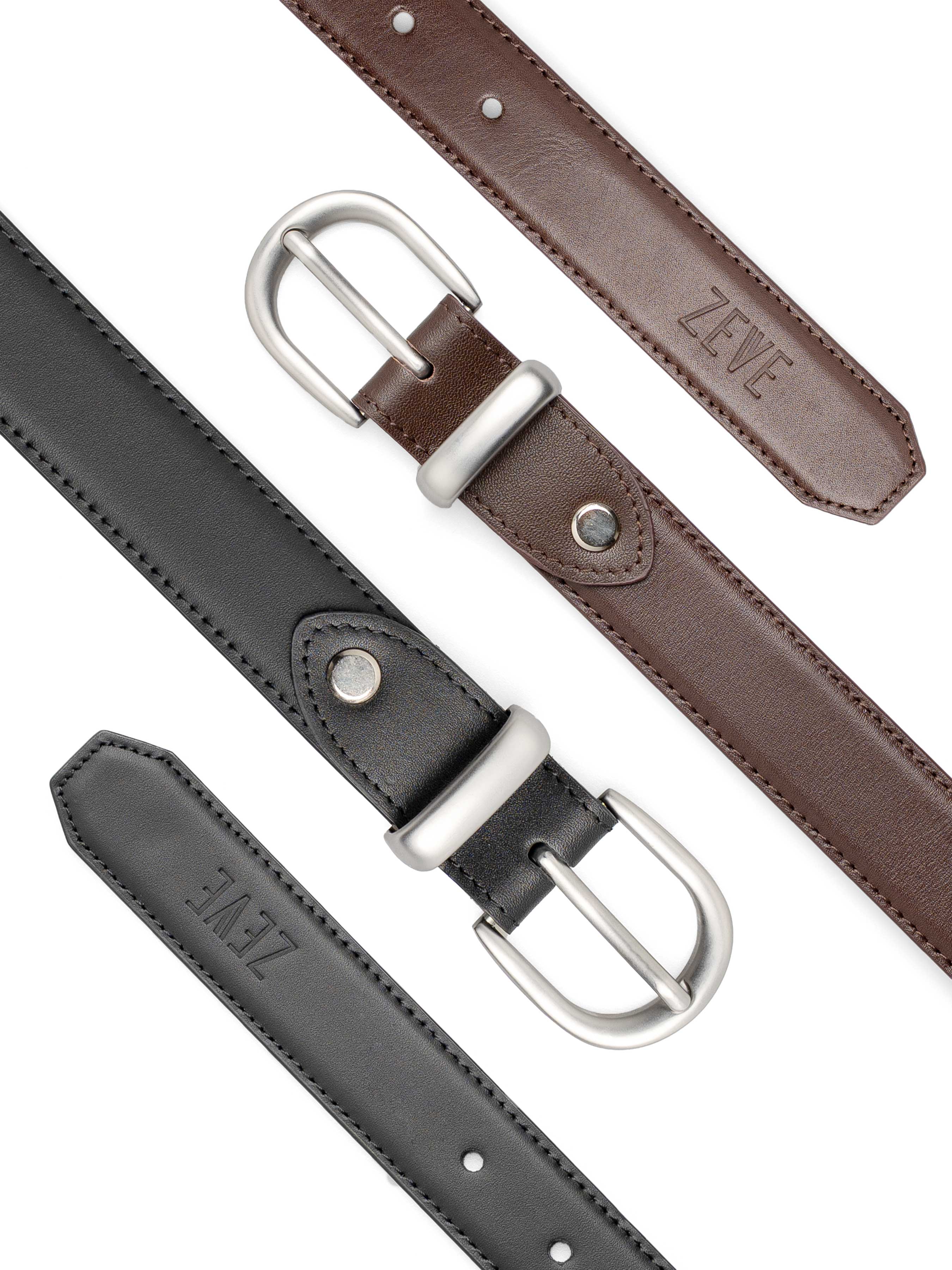 Solid Leather Belt With Silver-Toned Buckle