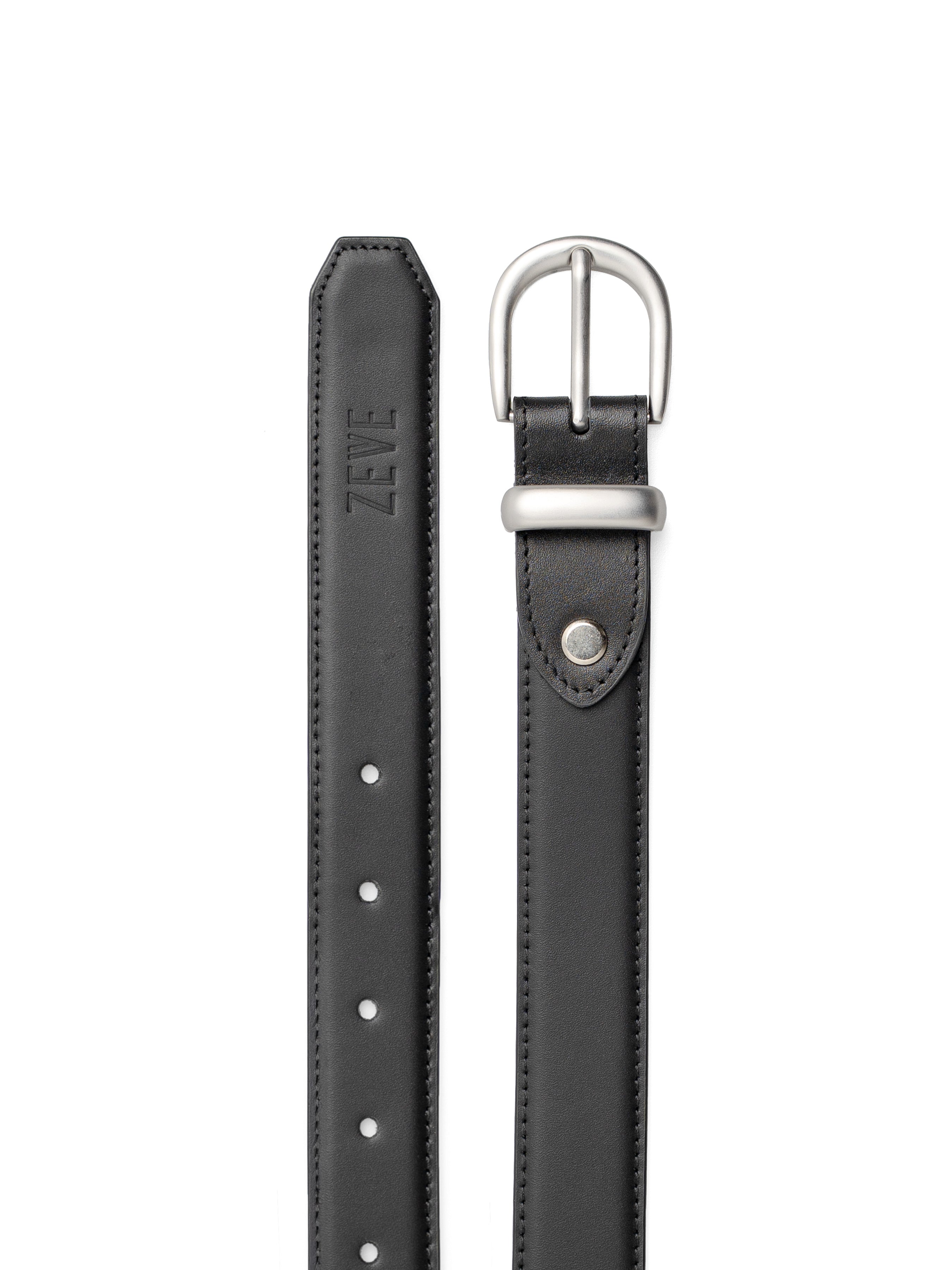 Solid Leather Belt With Silver-Toned Buckle