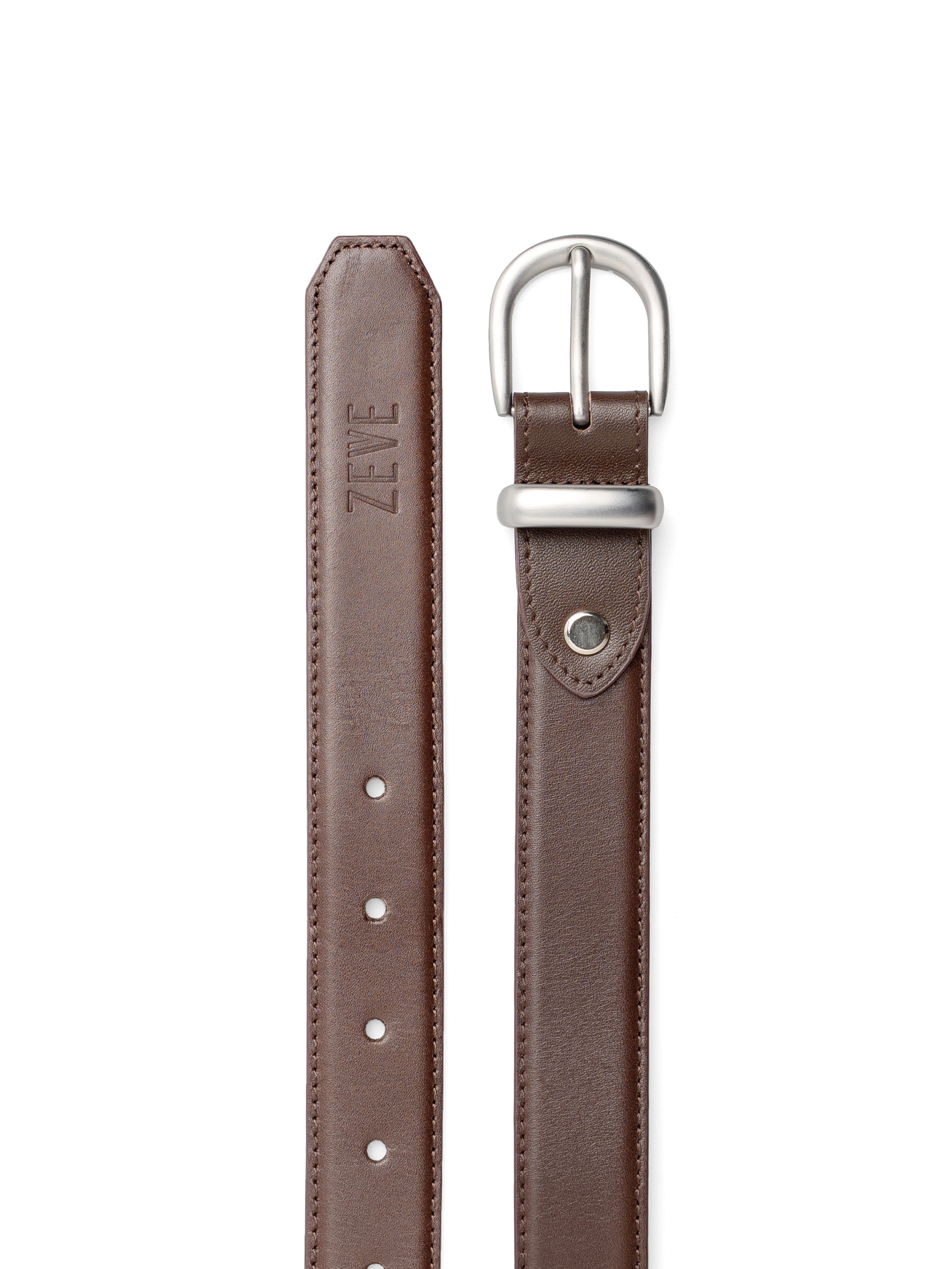 Solid Leather Belt With Silver-Toned Buckle