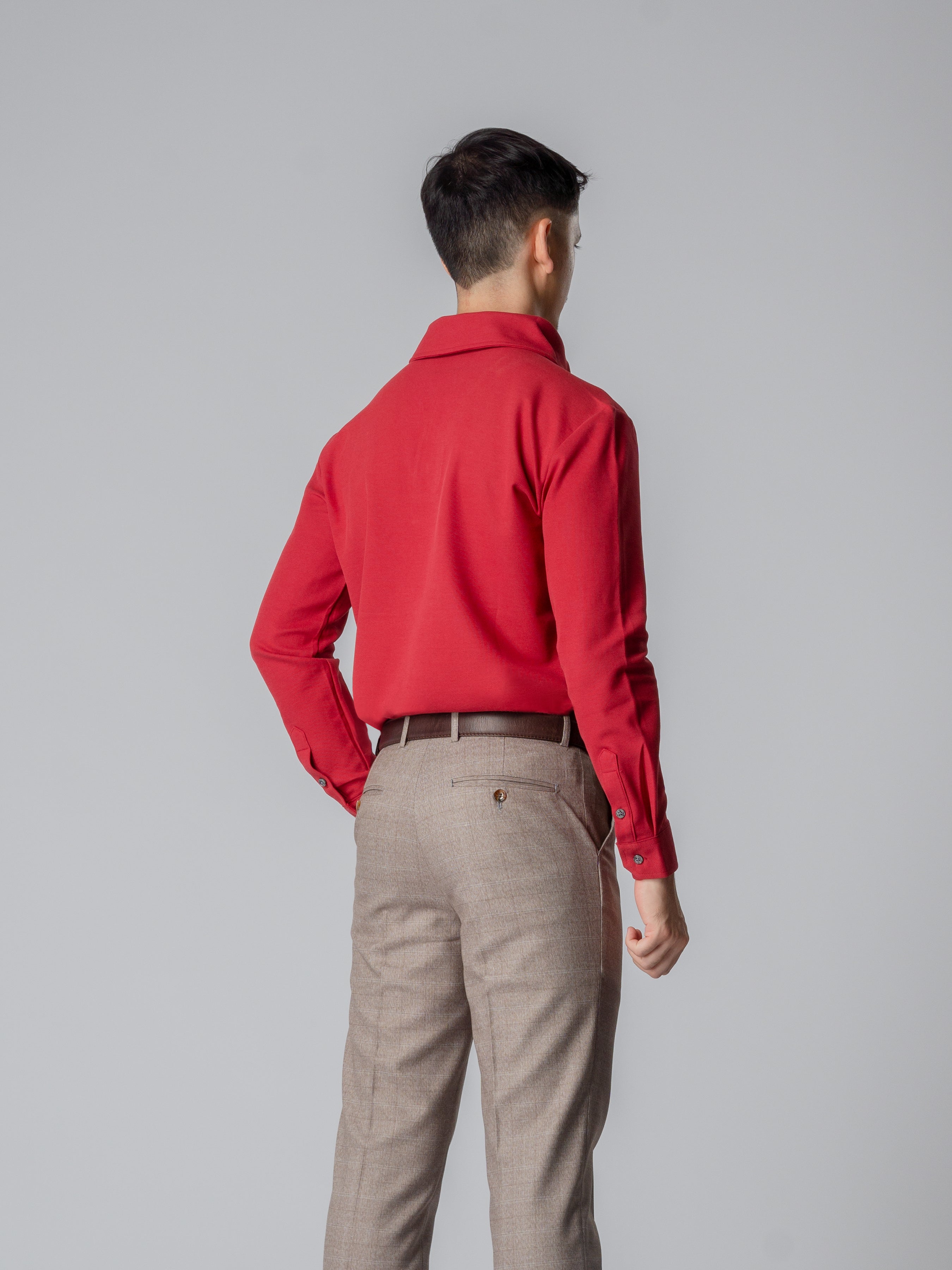 Long-Sleeve-Polo-Shirt-Maroon-One-Piece-Collar-Single-Button_05 - Zeve