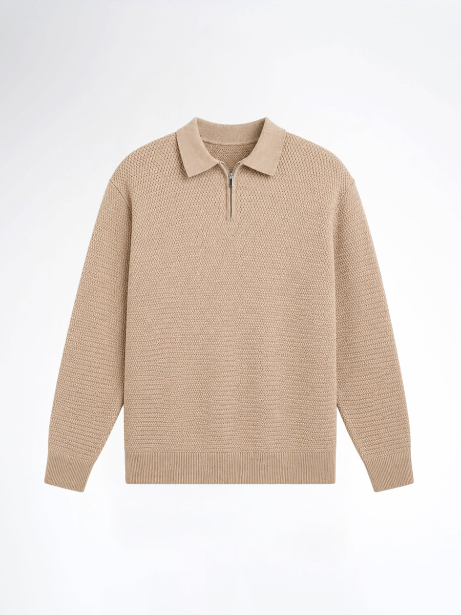 Marcel Knit - Beige Quater-Zip