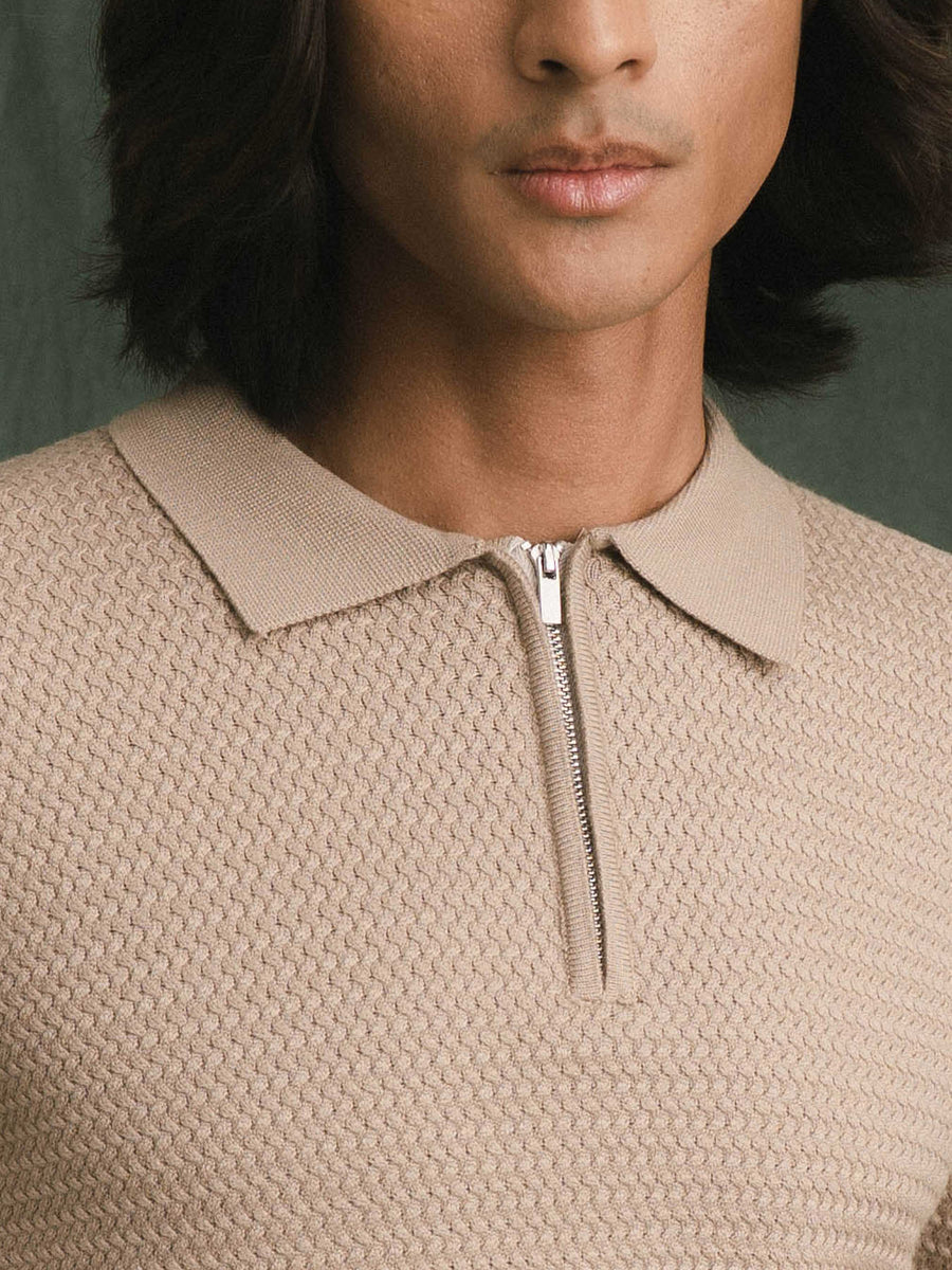 Marcel Knit - Beige Quater-Zip
