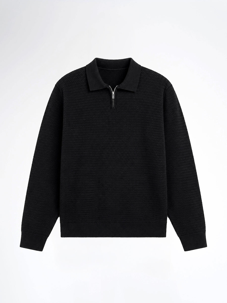 Marcel Knit - Black Quater-Zip