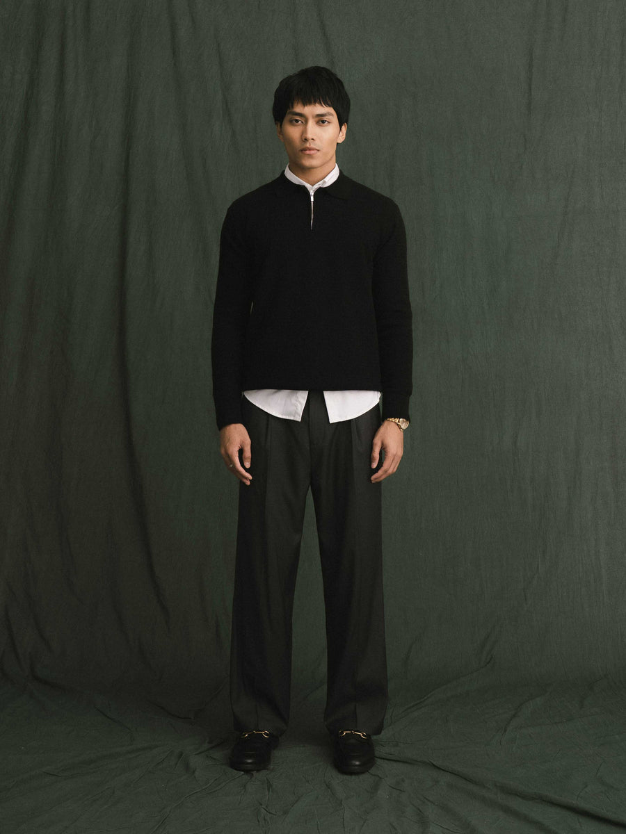 Marcel Knit - Black Quater-Zip