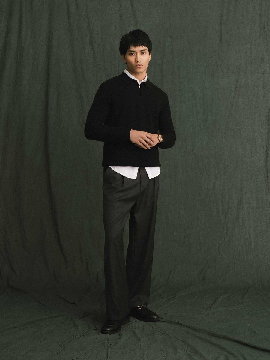Marcel Knit - Black Quater-Zip