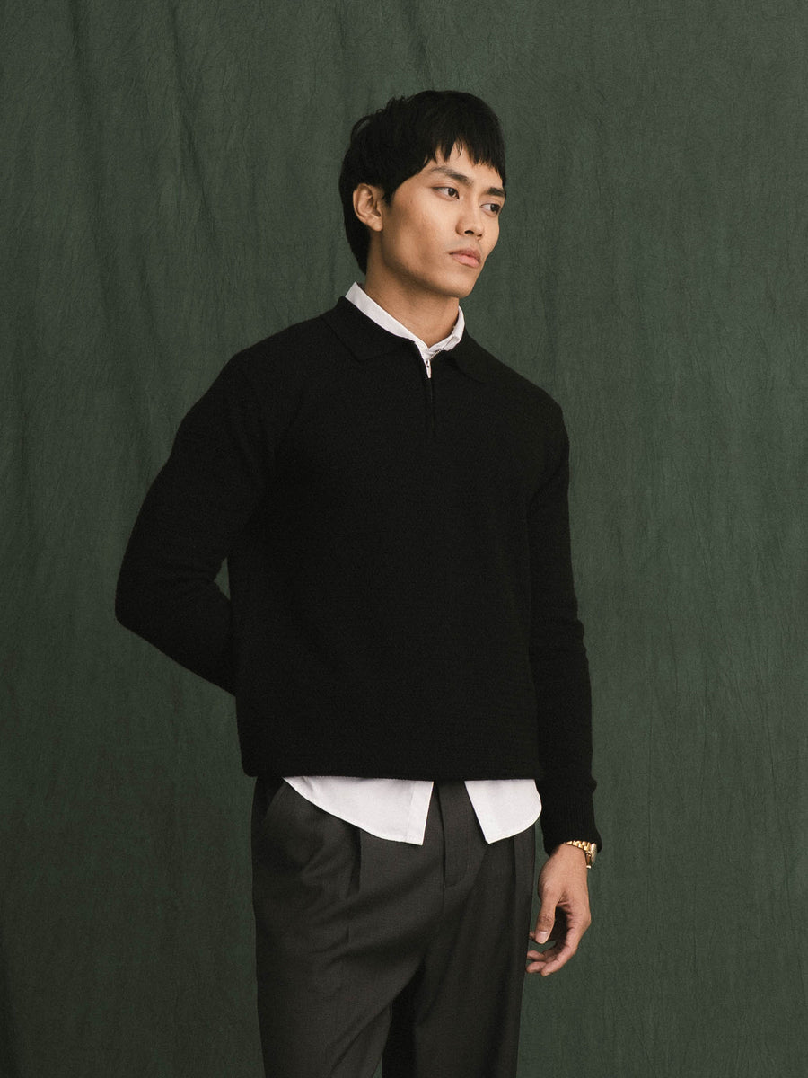 Marcel Knit - Black Quater-Zip