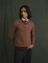 Marcel Knit - Mocha Quater-Zip