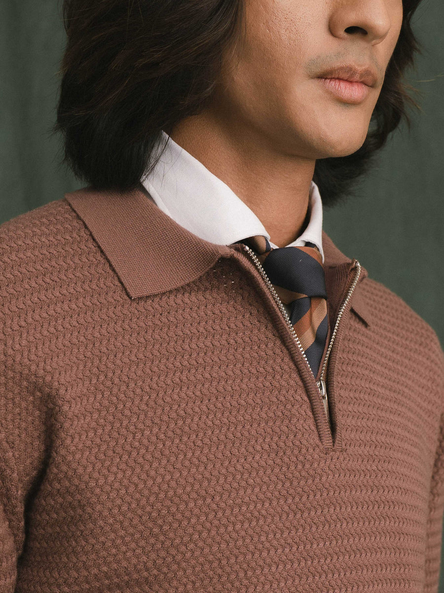 Marcel Knit - Mocha Quater-Zip